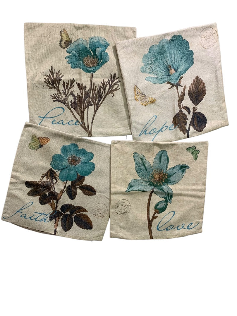 Set of 4 Throw Pillow Covers Zip 17 Inch Square Natural Look Soft