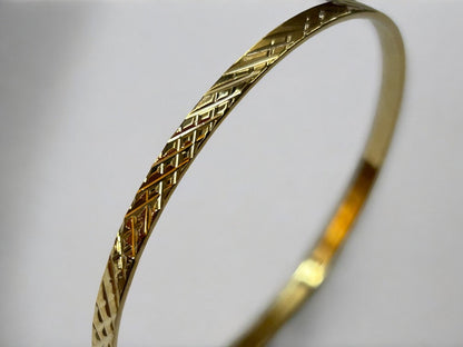 Goldtone Bangle Bracelet 2.6 Inch Inside Diameter Textured