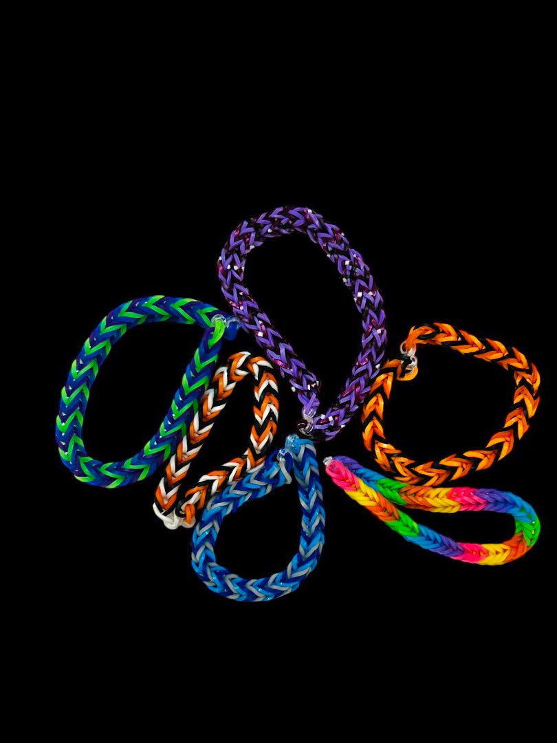 Set of 11 Rubberband Bracelets Rainbow Loom Assorted Sizes