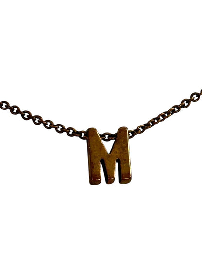 Delicate Copper Color 15 Inch Chain Necklace 2 Inch Extender "M" Pendant