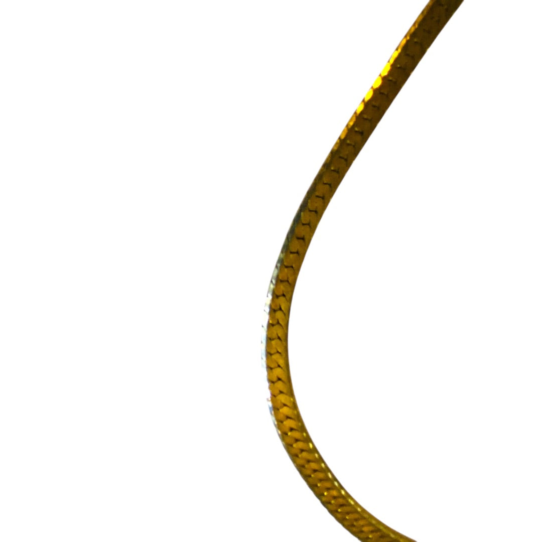 Vintage Goltone Herringbone 18 Inch Chain Necklace Lobster Clasp 5mm