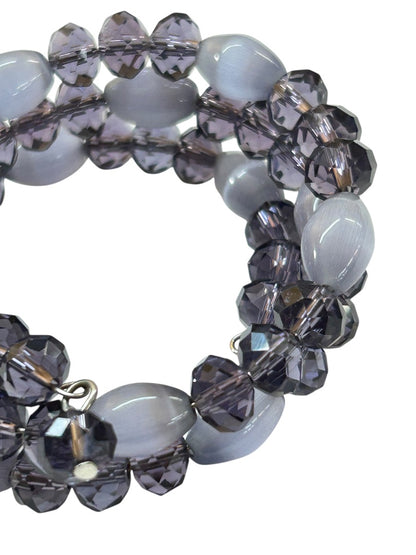 Adjustable Wire Wrap Bracelet Purple Lavender Beaded