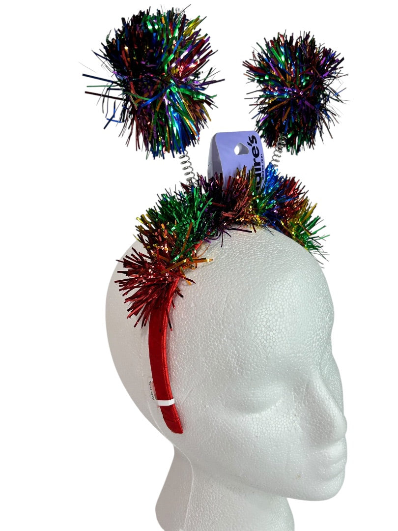 Claires New Bopper Rainbow Headband Pom Poms Tinsel