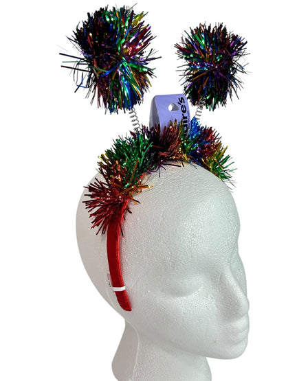 Claires New Bopper Rainbow Headband Pom Poms Tinsel