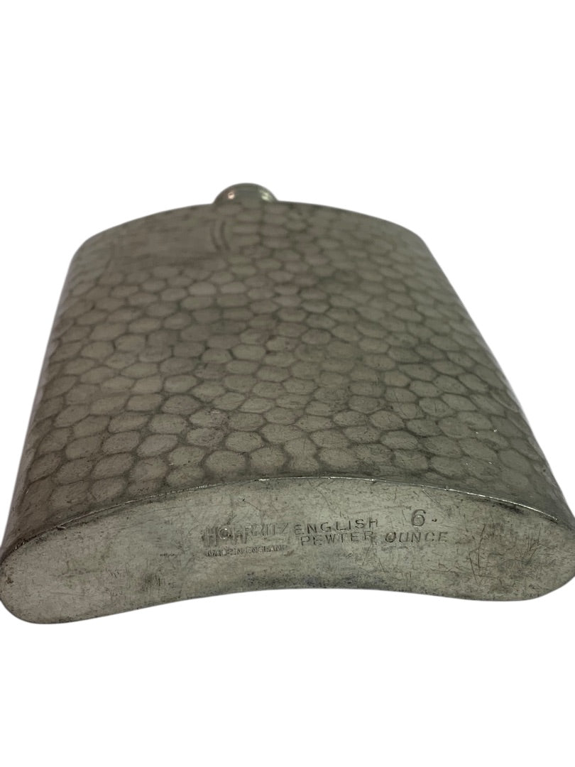Vintage Hoffritz  6 Ounce English Pewter HIp Flask Textured