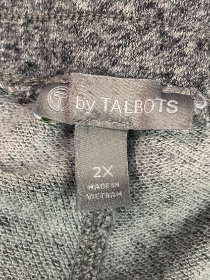 2X T by Talbots Womens Gray Heathered Jogger Pants Pockets