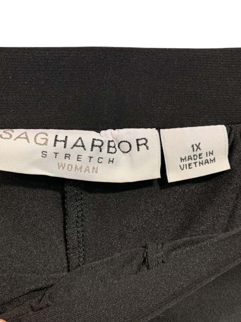1X Sag Harbor Black Pull On A-Line Skirt with Undershorts