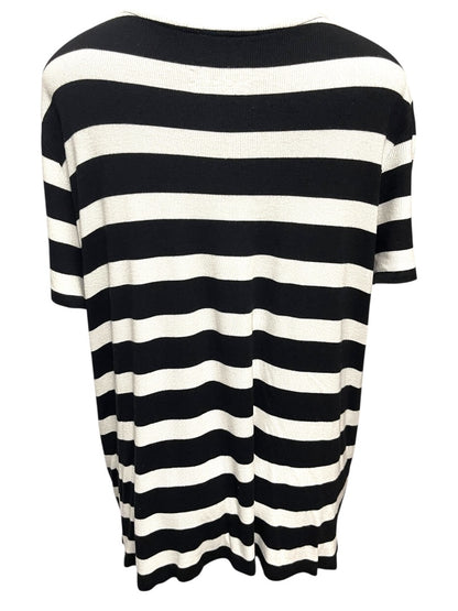 3X INC International Concepts Striped Short Sleeve Womens Top Shirt