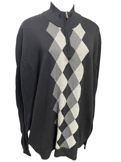 XXL Alfani Arglye 3/4 Zip Long Sleeve Men's Sweater Black & Gray