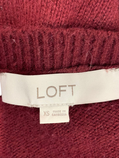 XS Loft Womens Burgundy Sweater Crewneck Wool Blend