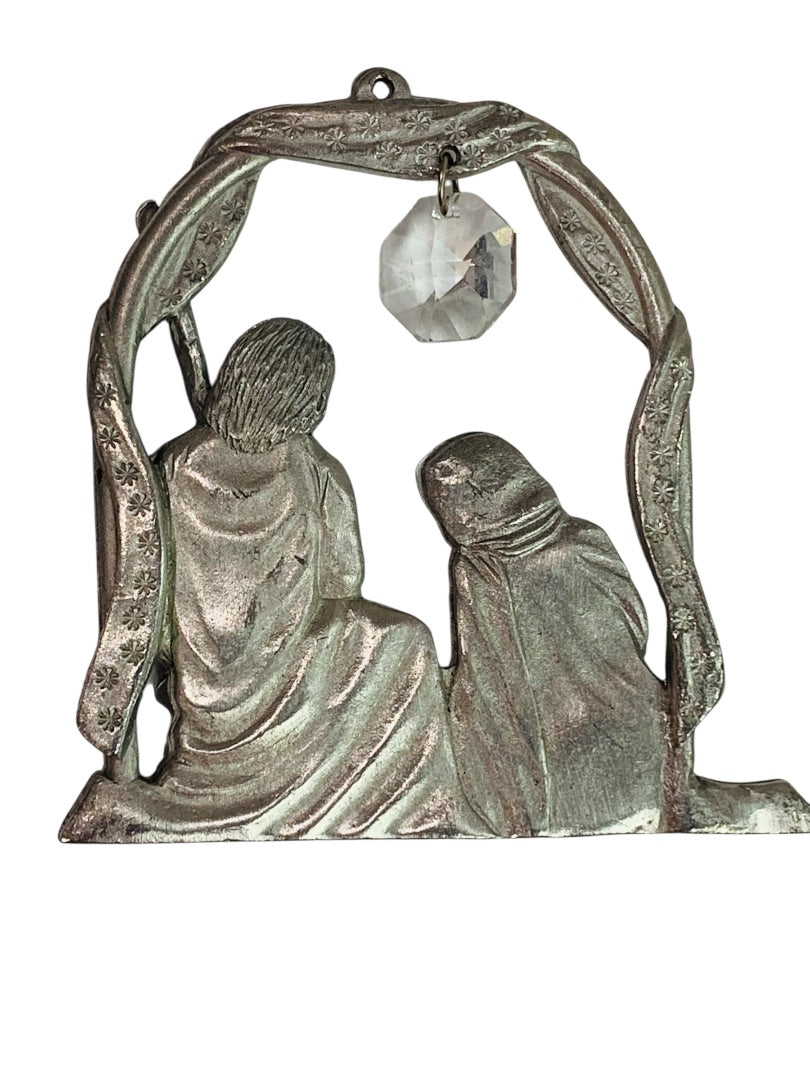 Spoontiques Pewter Nativity Ornament Crystal 3" #2376 Suncatcher