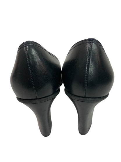 Size 7.5M Franco Sarto Womens Black Leather Shoes Square Toe 3" Heel