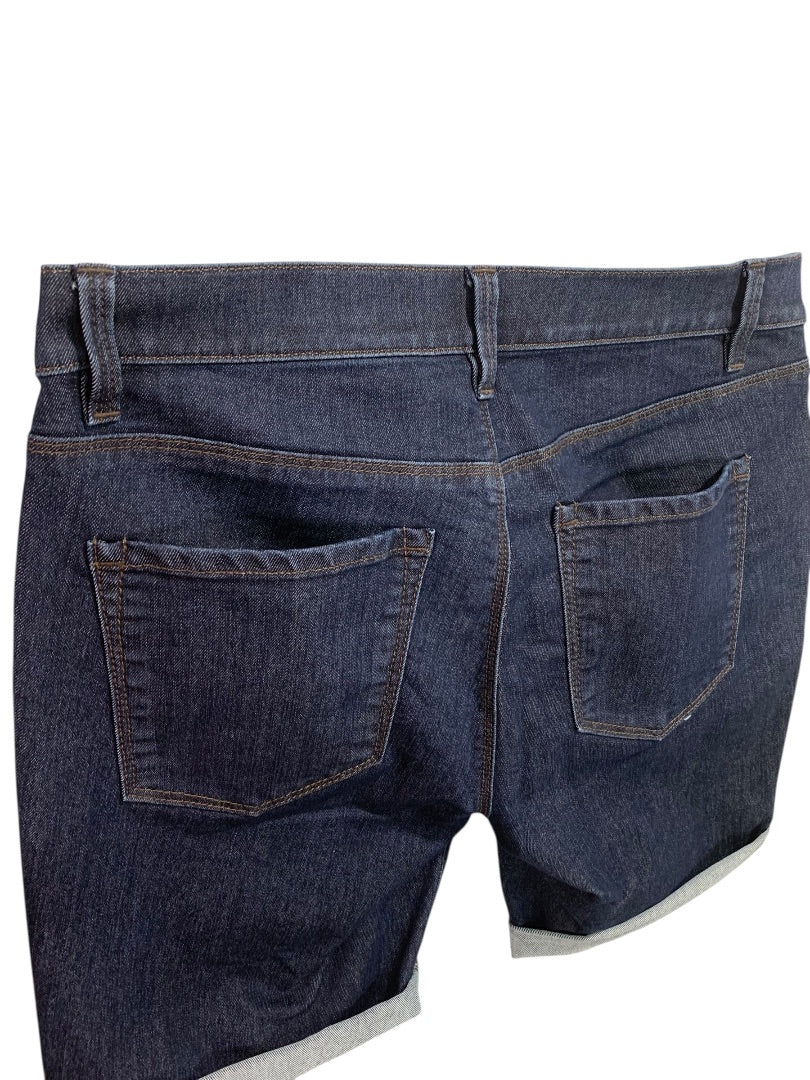 Size 8 Ann Taylor Womens Jean Shorts Stretch Denim Dark Wash Cuffed
