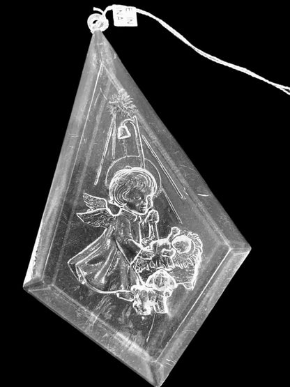 Vintage Lot of 4 Acrylic Clear Ornaments Christmas Nativity 3 Inch