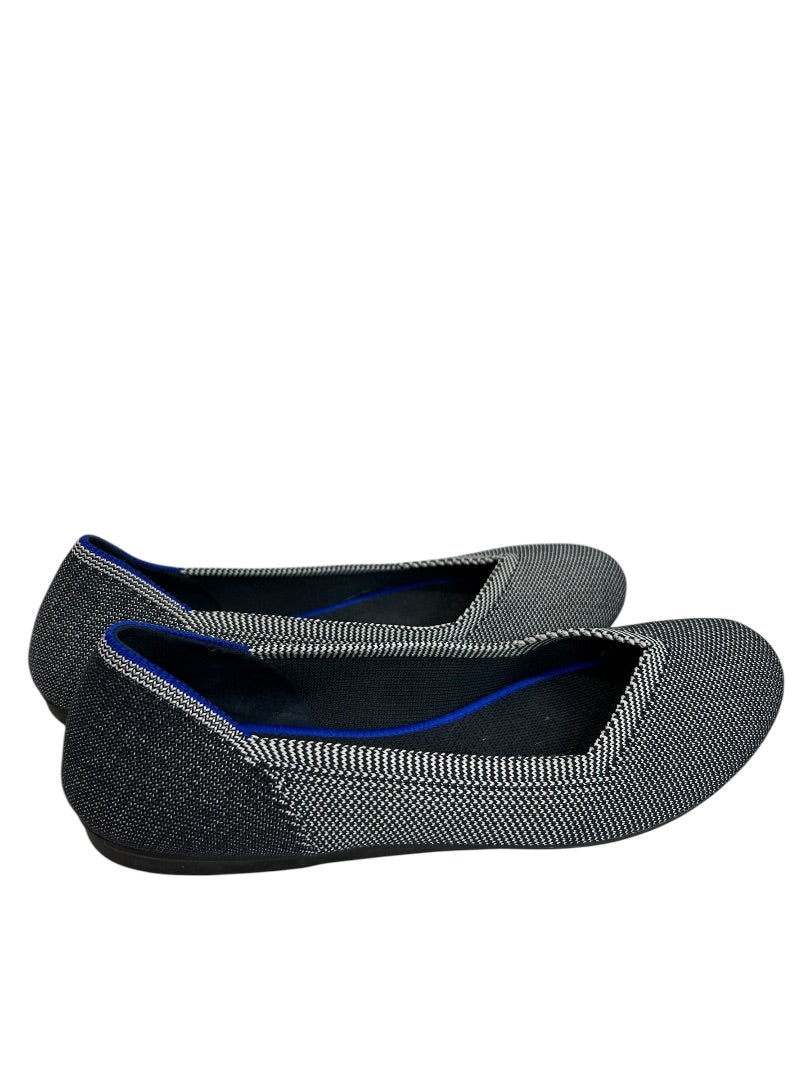 Size 8 Rothys Womens Birdseye Classic Ballet Flats Black White Shoes