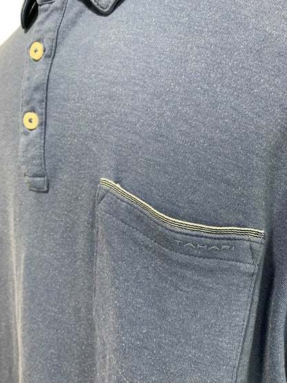 XXL Tahari Mens Blue Golf Polo Shirt Soft Single Pocket Short Sleeve