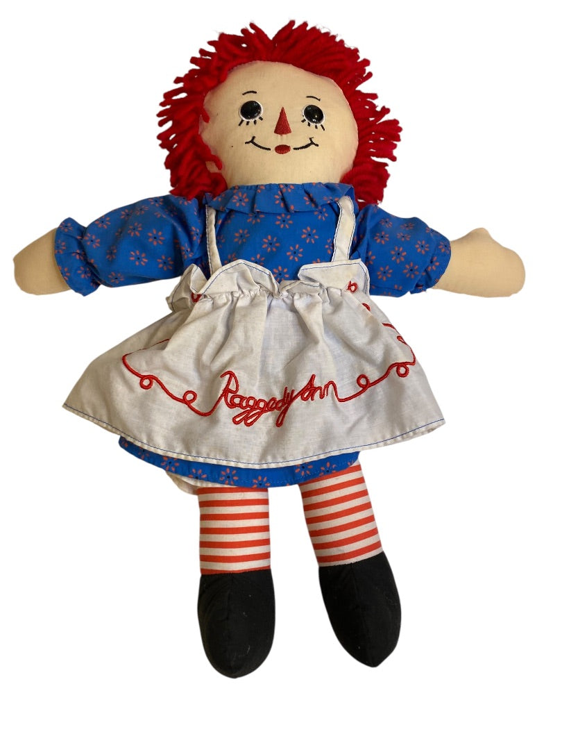 Vintage Raggedy Ann Rag Doll 18" Button Eye Embroidered Face