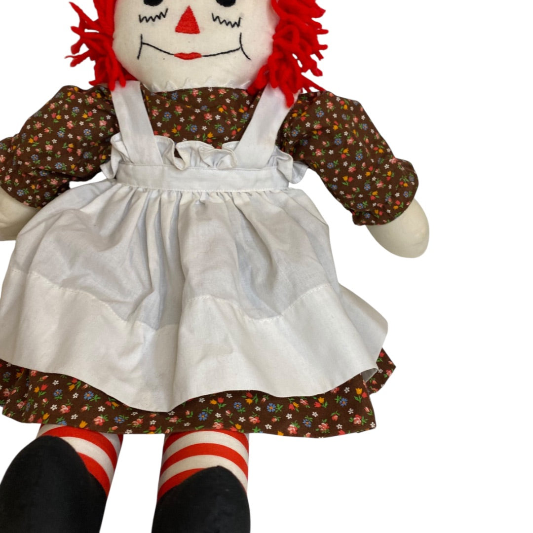 Vintage Raggedy Ann Rag Doll Handmade  18" Embroidered Face