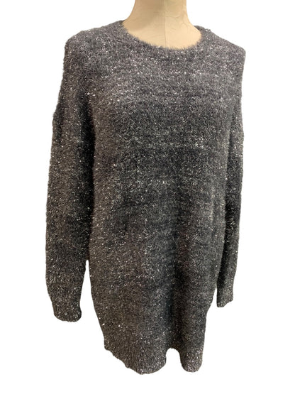 XS by Anthropologie New Eyelash Knit Mini Dress Sweater Silver Gray