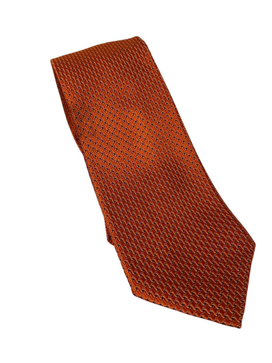 Banana Republic Mens Woven Silk Necktie Tie Orange Black 3.75" Width 58" Length