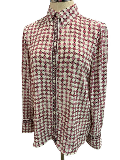 Small Max Studio Womens Button Up Print Blouse Shirt Long Sleeve