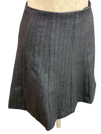Size 2P Loft Petites Black Silver Herringbone A-Line Skirt