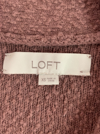 XS Loft Womens Dark Mauve V-Neck Cardigan Tunic Sweater Knit with Pockets