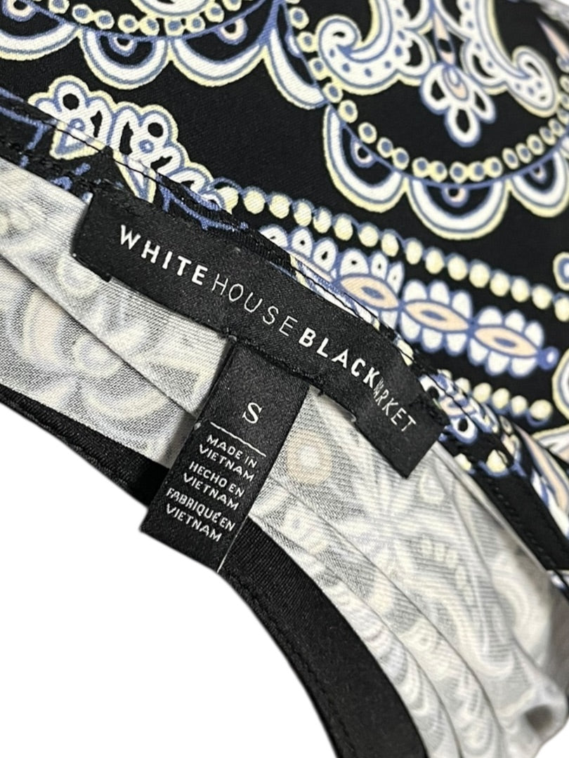 Small White House Black Market Cold Shoulder 3/4 Womens Sleeve Floral Top