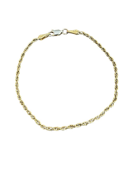 7" Gold Plated Rope Chain Bracelet Stamped 925