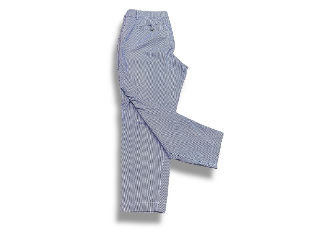 Size 14P Talbots Petite Womens Pinstripe Summer Chino Pants Blue White