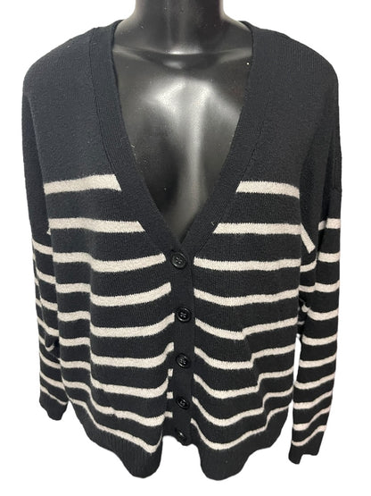 18/20 Lane Bryant Long Sleeve Button Down Striped Cardigan Black & White