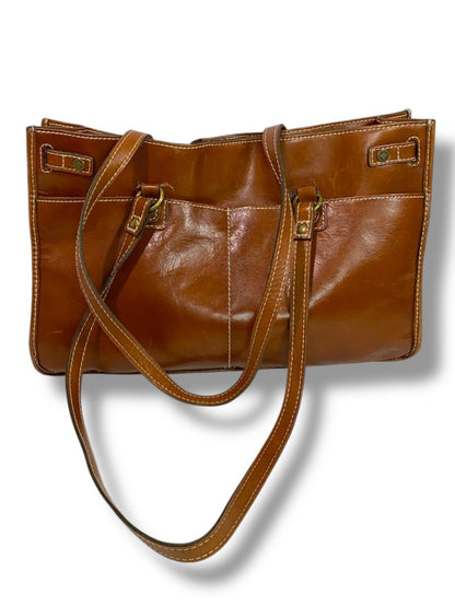 Patricia Nash Olivenza Brown Smooth Leather Tote Shoulder Bag