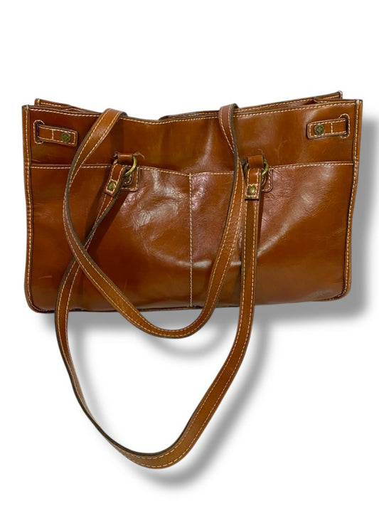 Patricia Nash Olivenza Brown Smooth Leather Tote Shoulder Bag