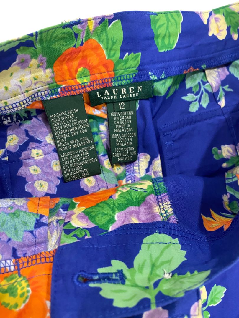 Size 12 Lauren Ralph Lauren Womens Lightweight Floral Pants Wide Leg
