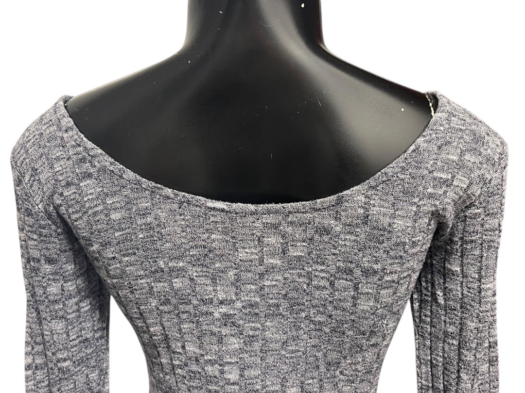 Medium Ultra Flirt Ribbed Fitted Womens Top Marled Purple Scoop Neck