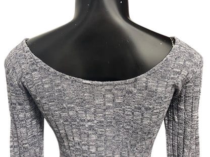 Medium Ultra Flirt Ribbed Fitted Womens Top Marled Purple Scoop Neck