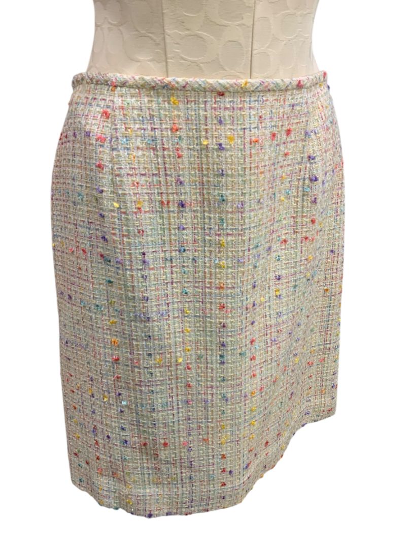 Size 8 Le Suit Womens Tweed Skirt Suit Jacket Grosgrain Trim