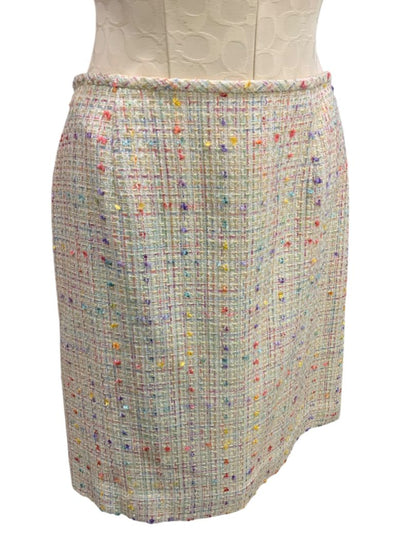 Size 8 Le Suit Womens Tweed Skirt Suit Jacket Grosgrain Trim