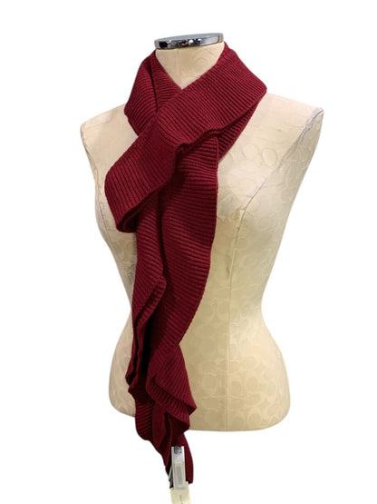 Ann Taylor Womens Ribbed Sweater Knit Scarf Merlot New Wool Blend