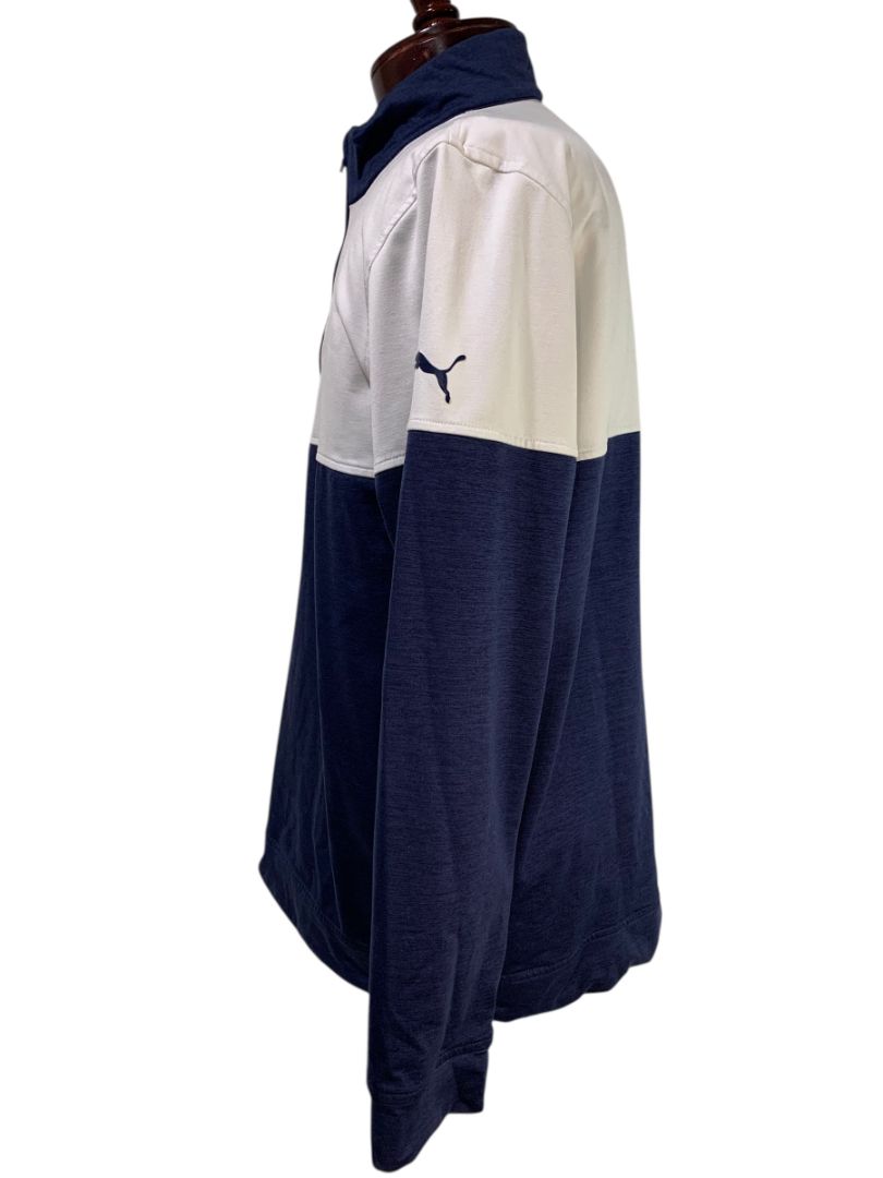 Medium Puma Golf Mens 1/4 Zip Pullover Cloudspun Jacket Navy Blue White