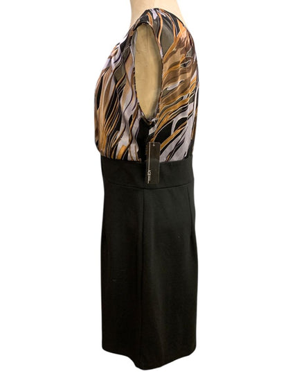 Size 14 AGB Dress New Black Skirt Metallic Color Sheer Bodice Lined