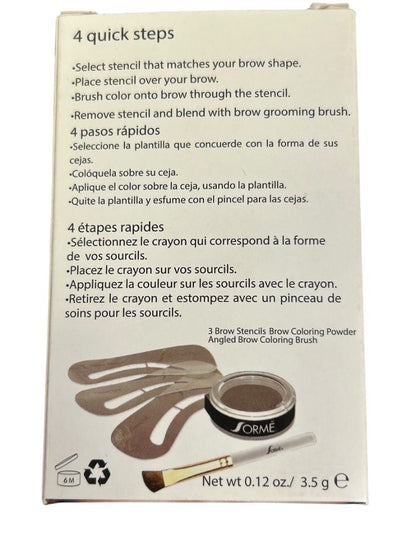 Sorme Professional Brow Shaping Kit Medium Brown 55 with Stencils New