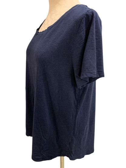 XL Talbots Womens Navy Blue Tshirt Short Sleeve Cotton Modal Blend