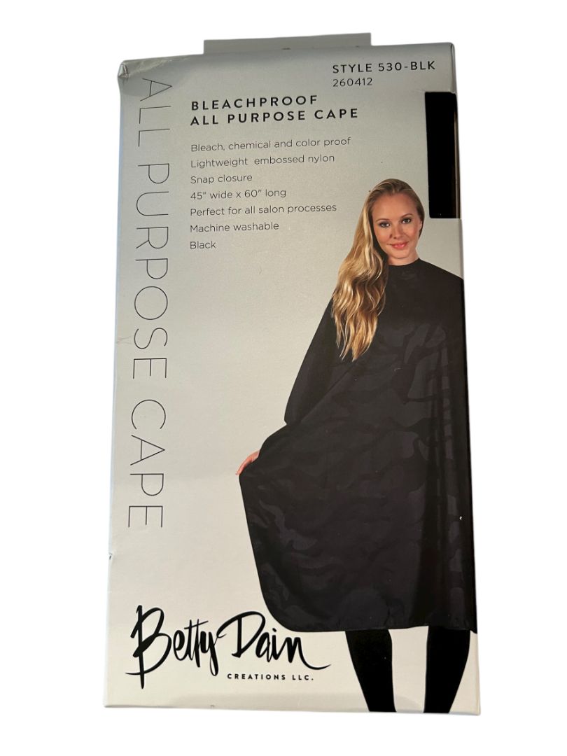 Betty Dain Hair Salon Cape Bleachproof All Purpose Styling Cape Black