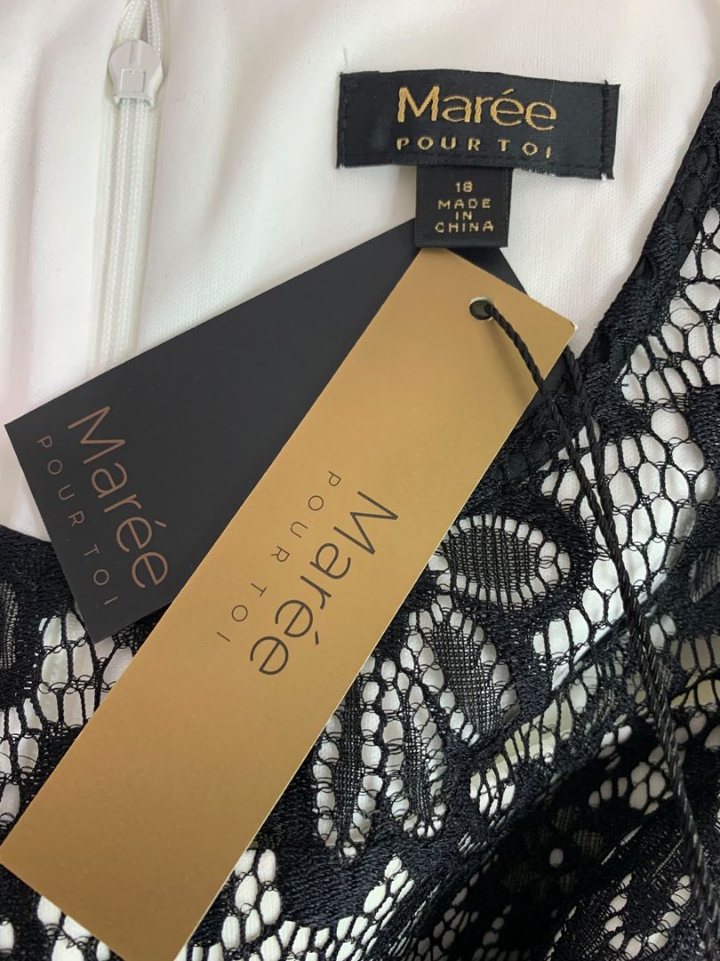 Size 18 Maree Pour Toi New Sheath Dress Ivory Black Lace Sleeveless