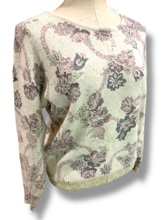 Medium Rachel Max Womens Silk Angora Blend Floral Sweater