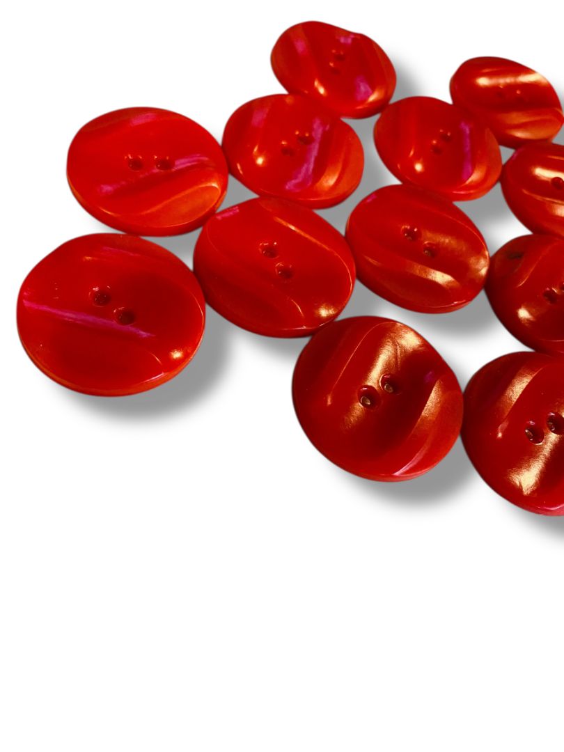 Set of 12 Midcentury Red Plastic Buttons  Craft Sew 1" Diameter