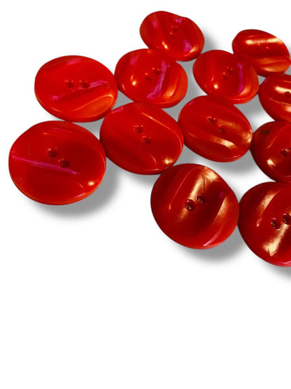 Set of 12 Midcentury Red Plastic Buttons  Craft Sew 1" Diameter