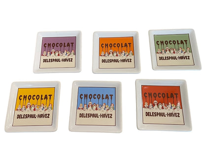 Set of 6 Chocolate Deespaul-Havez Pottery Barn Coasters Dessert Plates 4.5"