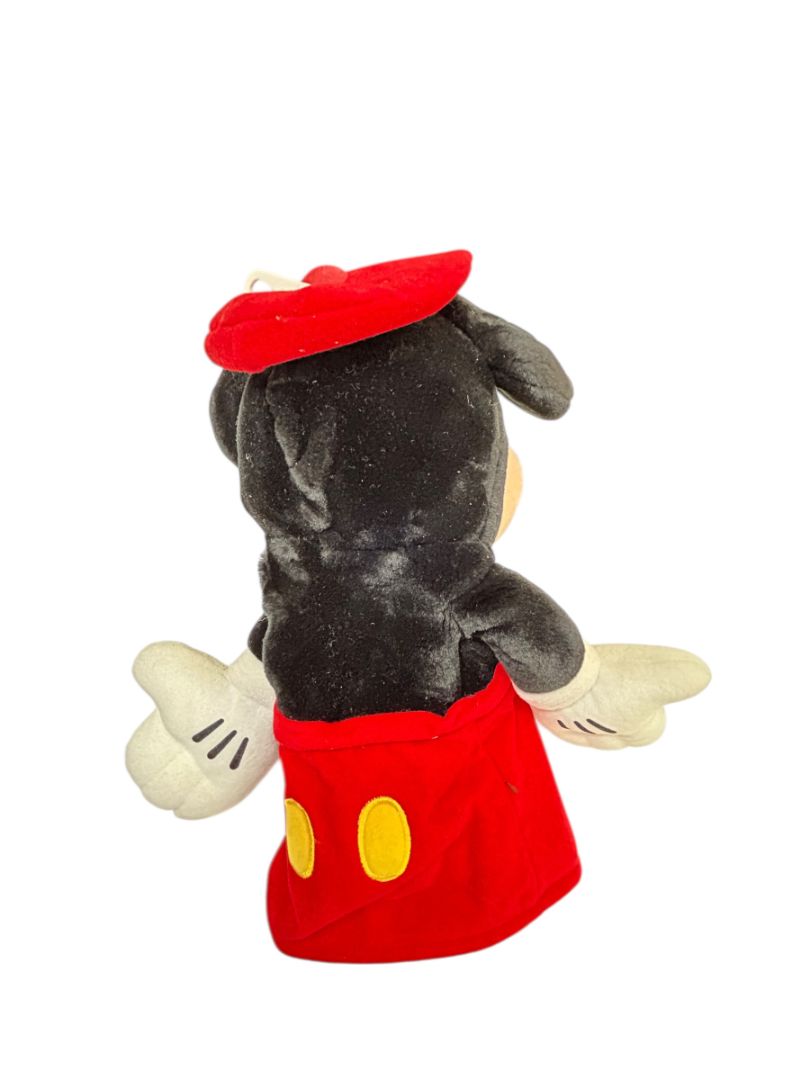 Vintage Walt Disney World Mickey Mouse Hand Puppet 12" Plush Red Hat